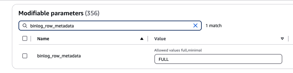 Метаданные строк binlog