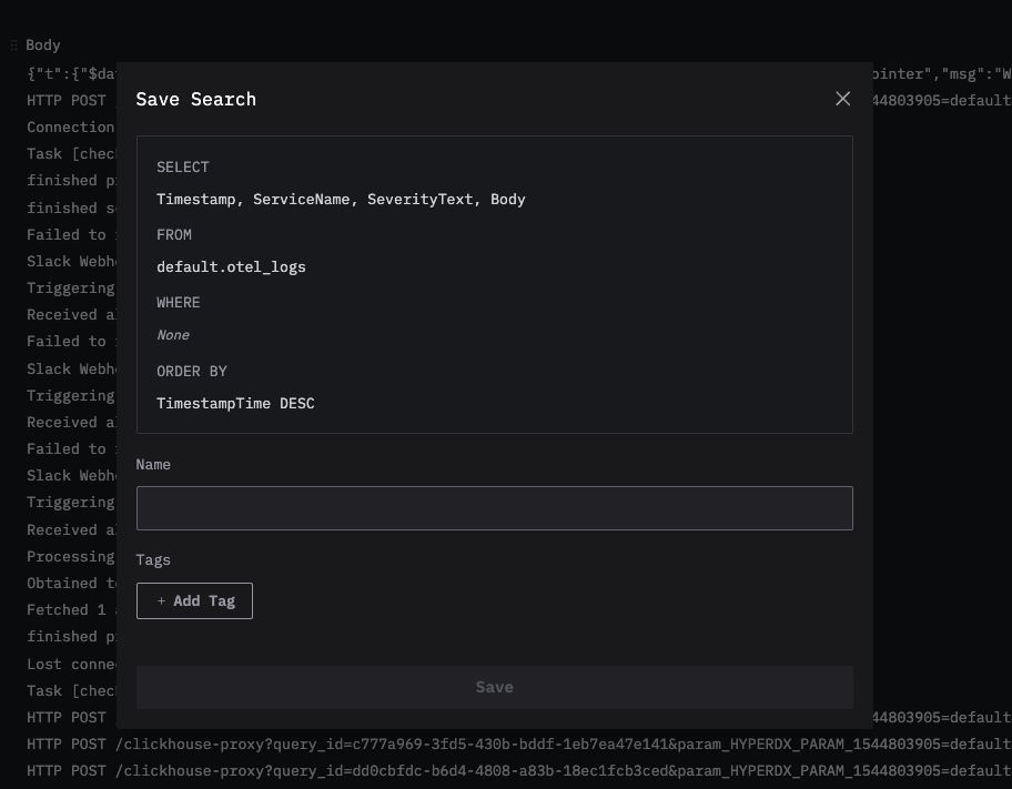Сохранение поиска